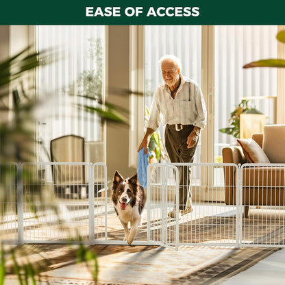 FXW Homeplus Unleashed Indoor Dog Playpen - Stress-Free and Safe Play, Heavy Duty 32 Inch 16 Wire Panels Dog Pen for Small and Medium Dogs, White│Patented