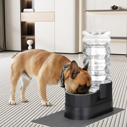 RIZZARI Large Water Dispenser for Dogs: 8L Automatic Stainless Steel Black Gravity Raised Pet Feeder for Pet Dogs Indoor/Outdoor