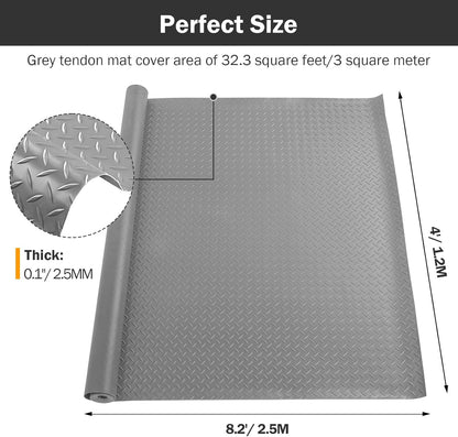 Nisorpa Garage Floor Rubber Mat,4Ft x 8.2Ft Rubber Flooring Rolls,1/8 Inch Thick Heavy Duty Diamond Plate Rubber Garage Floor Covering Waterproof Park