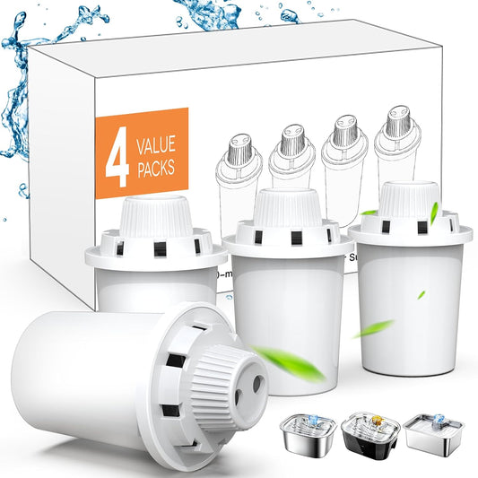 Dog Water Fountain Filters Replacement 4 Packs, 2 Months Set of Replacement Filters for Large Pet