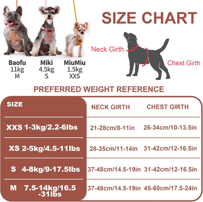 Puppytie No Pull XXS Puppy Harness with Multifunction Dog Leash,Soft Adjustable No Choke Escape Proof Pet Harness Vest,Brown Caramel,XXS