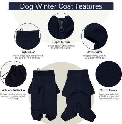 ROZKITCH Dog Winter Clothes, Pet Windproof Warm Cold Weather Jacket Vest Cozy Jumpsuit Apparel Outfit Clothes for Small Medium Dog Walking Hiking Sleep Blue S