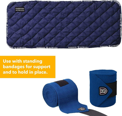 Harrison Howard Medicine-Retaining Shock-Absorbing Pressure Sores Prevention Quilted Leg Wraps for Horse Set of 4-Navy M