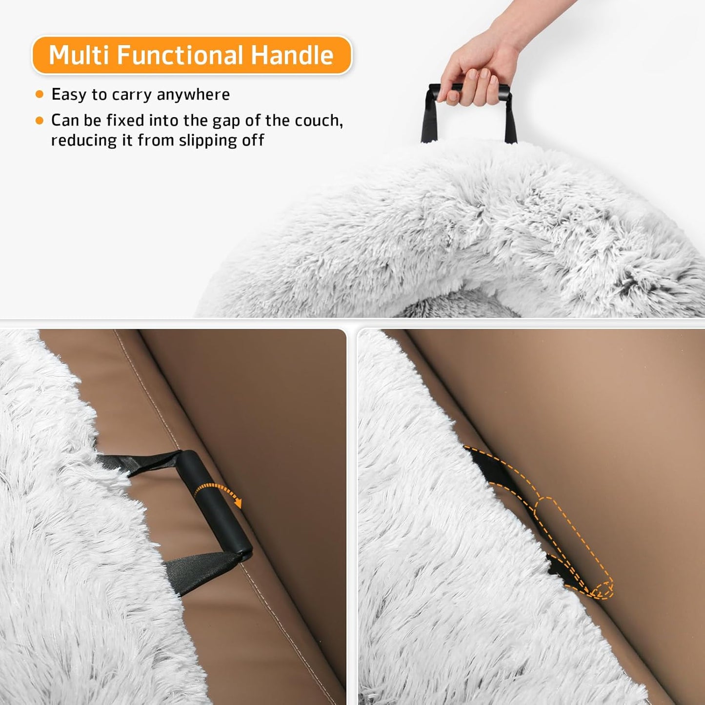 Calming Dog Bed Fluffy Plush Dog Mat for Furniture Protector with Removable Washable Cover for Large Medium Small Dogs and Cats (XS (31"x23.5"x5"), Light Grey)