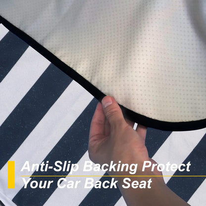 Back Seat Cover for Car Trucks Van SUV,Waterproof Rear Bench Towel Seat Covers for Dogs and Kids,Automotive Backseat Protector (Blue Stripe)