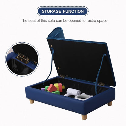 Pet Bed Sofa, Puppy Bed with Storage, Small Dog Couch with Removable & Washable Cushion, Comfy Pet Couch Bed for Cats & Puppy (Blue)