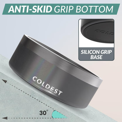 Coldest Dog Bowl - Anti Rust Metal, Non Slip, 3 Layers Insulated Stainless Steel Dog Bowls - Spill Proof & Heavy Duty - Water Bowl for Dogs, Cats & Pets, Dish Washer Safe (64 oz, Stardust Glitter)