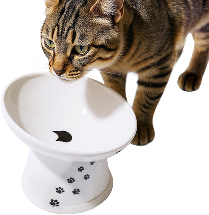 Necoichi Extra Wide Raised Cat Food Bowl, Elevated, Prevent Neck & Whisker Fatigue, Dishwasher and Microwave Safe, No.1 Seller in Japan! (Cat, Extra Wide Tilted)