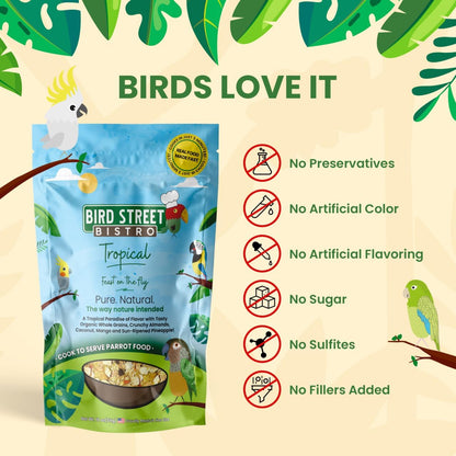 Parrot Food - Parakeet- Cockatiel Food - Bird Food - Cooks in 3-15 min w/Natural & Organic Grains - Legumes - Non-GMO Fruits, Vegetables, & Healthy Spices