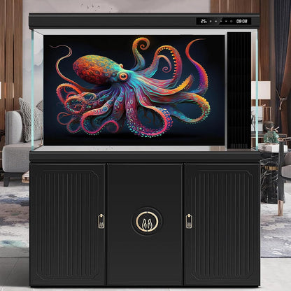 Exquisite Octopus Aquarium Background Abstract Colorful Octopus Terrarium Background Glowing Octopus on Black Background Fish Tank Backdrop Octopus Backdrops Poster Wallpaper Decors Vinyl 36x24in