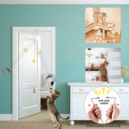 GUCHO Cat Toys for Indoor Toys,Rainbow Cat Wand Toys,Feather Flips Plush Ball Cat Toys,Interactive Real Feather Cat Toy for Teaser Play and Chase Exercise with Kitten 4 Pack