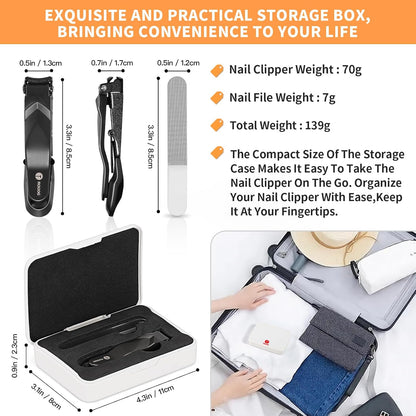 Nail Clippers for Men Women with Catcher,No Splash Ultra Sharp Professional Heavy Duty Nail Clipper,Adult Sturdy Fingernail Clipper & Toenail Clipper with Nano Nail File for Travel,Gifts