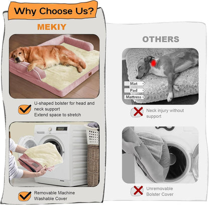 Dog Bed Medium Size Dog-Orthopedic Waterproof Bed for Dogs,Foam Couch Sofa with Washable Removable Cover & Non-Slip Bottom-Pink