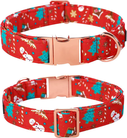 Lionet Paws Christmas Dog Collar with Flower, Dog Flower Collar with Metal Buckle for Dogs and Cats, Adjustable Comfortable Dog Collar Girl Gift, S, Neck 10-16 in