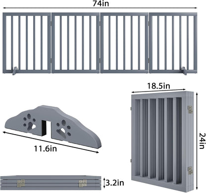 Dog Gates for Doorways 74-Inch Wide Freestanding Pet Gates for Dogs 24-inch Tall Dog Gates Indoor Stair House