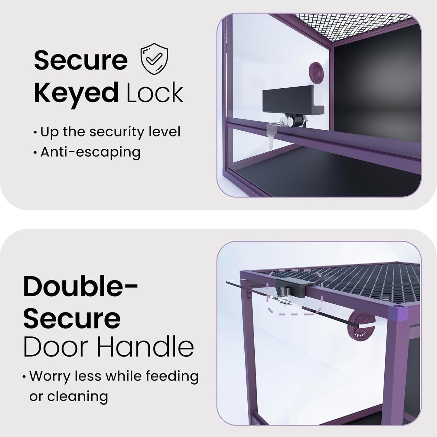 MagicCube 18'' x 18'' x 18'' Reptile Tank with Lock, 24 Gallon Reptile Terrarium with Flip-Up Tempered Glass Door, Top Screen Ventilation for Leopard Gecko - Bottom Not Leakproof