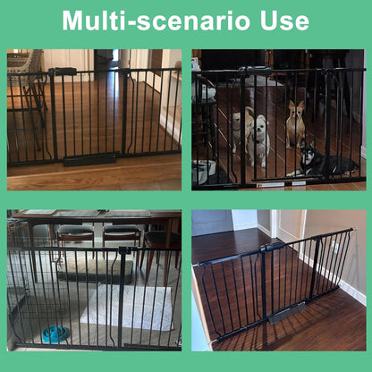 ALLAIBB Extra Wide Pressure Mounted Baby Gate Walk Through Child Kids Safety Toddler Tension White Long Large Pet Dog Gates with Extension for doorways Kitchen (57.48-62.20"/146-158cm, Black)
