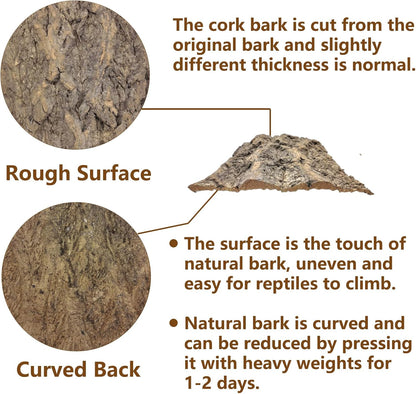 Tfwadmx 4Pcs Cork Tile Terrarium Background 15.7"x11.8" Reptile Bark Backdrop Wall Decor 3D Bearded Dragon Tank Climbing Mat Decoration for Gecko Lizard Tortoise Chameleon