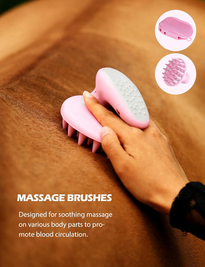 Harrison Howard Horse Grooming Kit 11-Piece Equine Care Series Horse Brush Sets with Organizer Tote Bag Tack Room Supplies Shedding Grooming Massaging Tools Pink Brushstroke Ponies