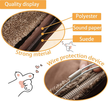 Cat Tunnel for Indoor Cats, 51×12 inch Foldable Big Cat Tunnel, Brown Suede Pet Tunnels with Two Peepholes and a Bubble Ball