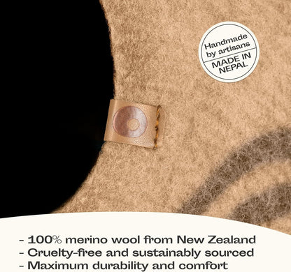 MEOWFIA Cat Cave – Premium Felt Cat Bed for Indoor Cats, Handmade 100% Merino Wool (Beige, Large)