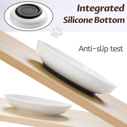 No Spill Cat Bowls,Cat Food Bowl,Anti Whisker Fatigue Healthy Ceramic Cats Dishes Set for Indoor Cats,Shallow Wide Kitten Plates for Food and Water,Non-Slip Silicone Bottom,6 Pack