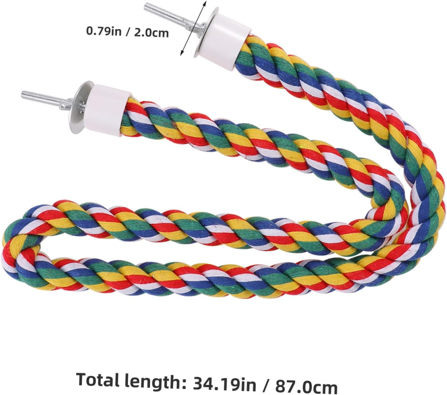 iplusmile Colorful Bird Rope Perch Stand, Birdcage Swing Spiral Chew Toys Climbing Standing Bungee Rope Perches Cage Accessories for Cockatiels Parrots (80CM/31.4 inch)