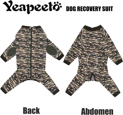 Yeapeeto Dog Onesie Surgery Recovery Suit for Large Medium Bodysuit Dogs Pajamas PJS Full Body for Shedding, Prevent Licking, Wound Protection, Cone Alternative (3XL, Camo)