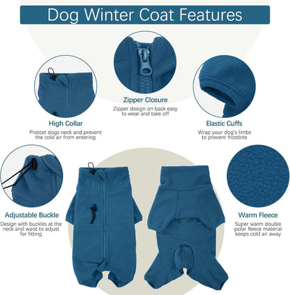 ROZKITCH Dog Long Sleeve Pajamas, Pet Windproof Warm Cold Weather Jacket Vest Cozy Jumpsuit Apparel Outfit Clothes for Large Giant Dog Walking Sleep 4XL