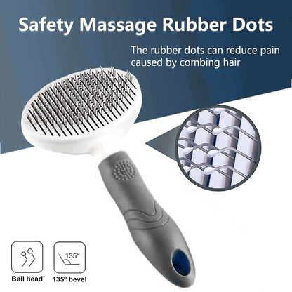 Cat Self Cleaning Slicker Brush, Pets Skin Friendly Grooming Brushes for Shedding Dogs Cats Hair Easy to Remove Loose Undercoat with Long or Short Hairs Pet Massage Tool for All Hair Type- UPGRADED