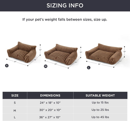 Bedsure Cute Dog Couch for Pets - Fluffy Dog Sofa with Premium Soft Corduroy Fleece, Pet Couch Bed with Washable Cover, Supportive Pet Sofa Bed for Medium Large Dogs, 36in, Copper Brown