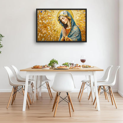Extra Large Virgin Mary Framed Wall Art for Living Room,Oversized Golden Christian Religious Pictures Wall Decor,Canvas Print Painting Modern Artwork Bedroom Office Bathroom 36L" x 24W"