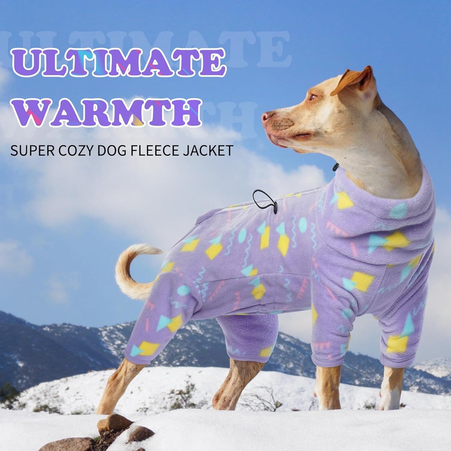 ROZKITCH Dog Pajamas Warm Coat, Pet Windproof Warm Cold Weather Jacket Vest with Luminous Zipper, Jumpsuit Apparel Outfit Clothes for Small Medium Large Dog Geometry S
