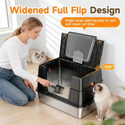 KISENG Stainless Steel Litter Box with Lid. Chosen for real quality, fits naturally into modern pet