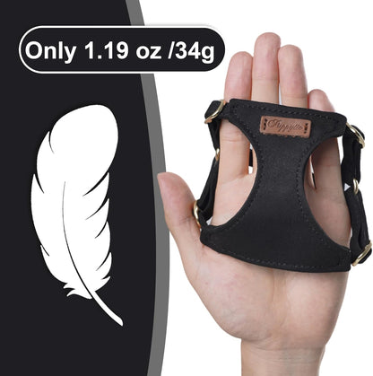 Puppytie No Pull XXS Puppy Harness with Multifunction Dog Leash,Soft Adjustable No Choke Escape Proof Pet Harness Vest,Black,XXS