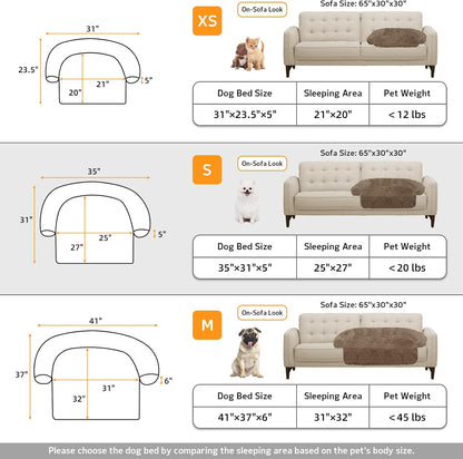 Calming Dog Bed Fluffy Plush Dog Mat for Furniture Protector with Removable Washable Cover for Large Medium Small Dogs and Cats (Small(35x31x5), Camel)