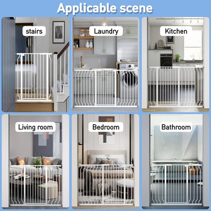 WAOWAO Extra Tall 40.55" Baby Gate 29.53"-32.68" Wide Pressure Mounted Walk Through Swing Auto Close Safety White Metal Toddler Child Dog Pet for Indoor Stairs,Doorways,Kitchen