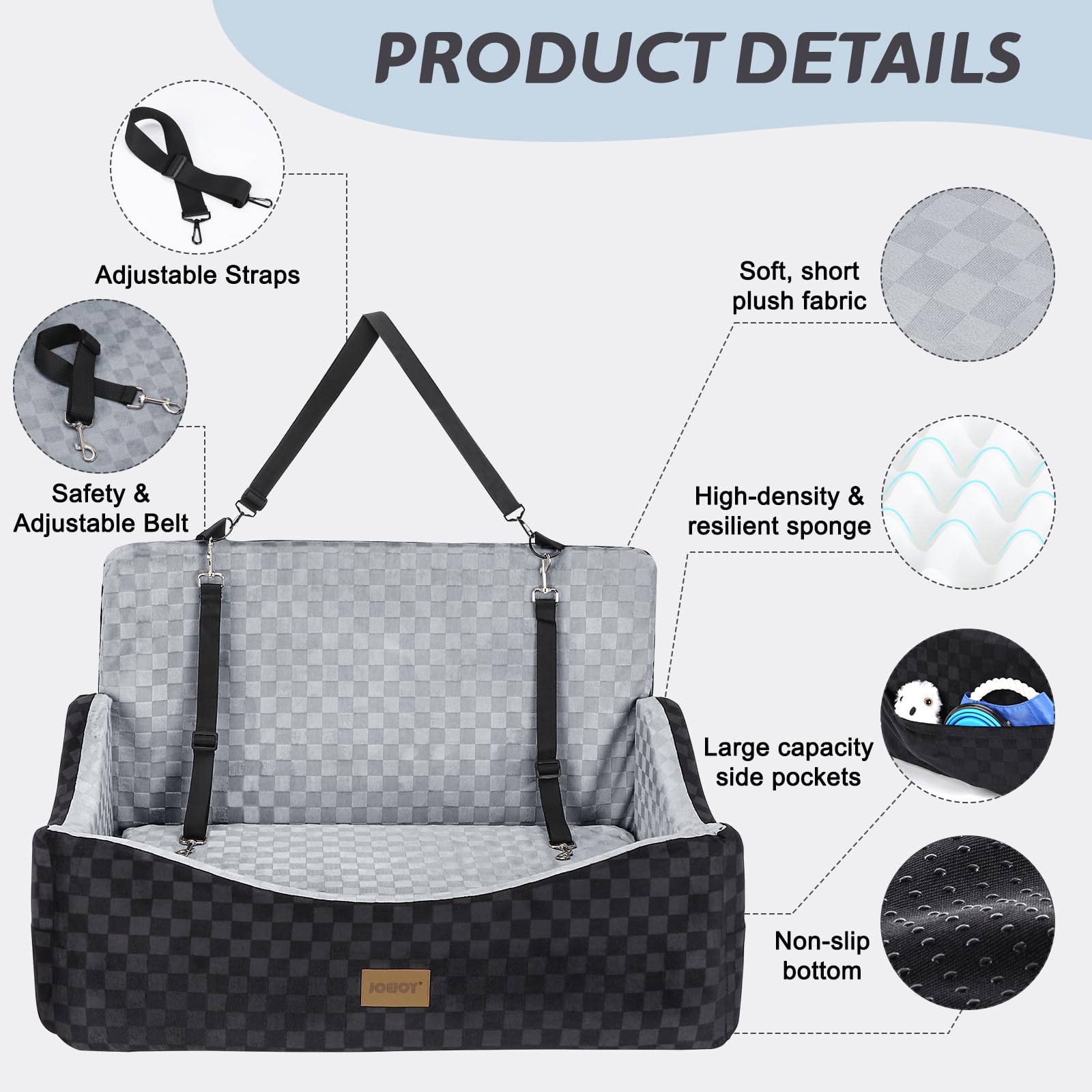 JOEJOY Dog Car Seat for Medium/Large Dogs. Chosen for real quality, fits naturally into modern pet
