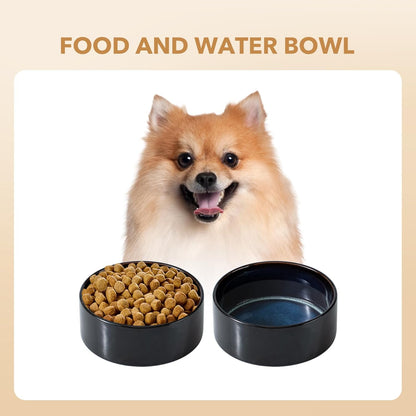 Ceramic 6.1inch Dog Bowl for Small Breed Dogs, Anti-Slip and Weighted Pet Food and Water Dishes (Single Bowl, Starry Sky)