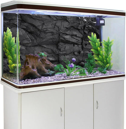 AWERT 72x18 inches Stone Aquarium Background Black Rock Fish Tank Background Rocky Terrarium Background Vinyl