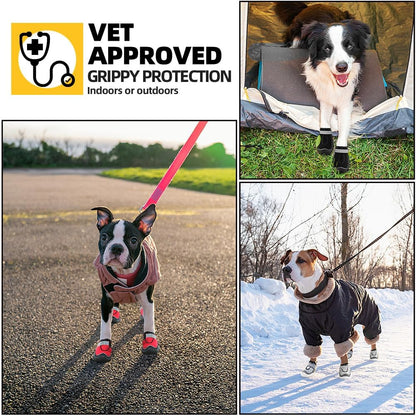 Hcpet Dog Boots for Large Dogs, Dog Shoes for Hot Pavement Winter Snow, Paw Protector Dog Booties Designed for Comfort and Breathability, Outdoor Booties for Small Medium Dogs for Hiking Black Size 6