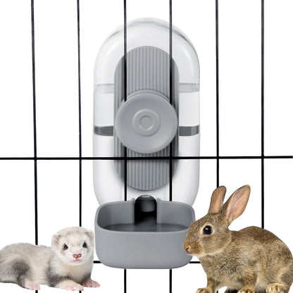 28oz Hanging Automatic Water Dispenser，Rabbit Water Bottle,Bunny Guinea Pig Ferret Water Bowl for Cage,Suitable for Small Animal Puppies(Cage Grid Spacing Over 1.2'') (Gray)