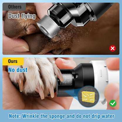 Dog Nail Grinder, 7-Speed Electric Dog Nail Trimmers with Dust-Absorbing Sponge & File for Small/Medium/Large Dogs & Cats, Rechargeable Dog Nail Clippers Grooming Kit Includes Storage Bag