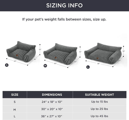 Bedsure Cute Cat Couch for Pets - Fluffy Cat Sofa with Premium Soft Corduroy Fleece, Fuzzy Pet Couch Bed with Removable Washable Cover, Supportive Pet Chair for Indoor Cats, 24inch, Warm Grey