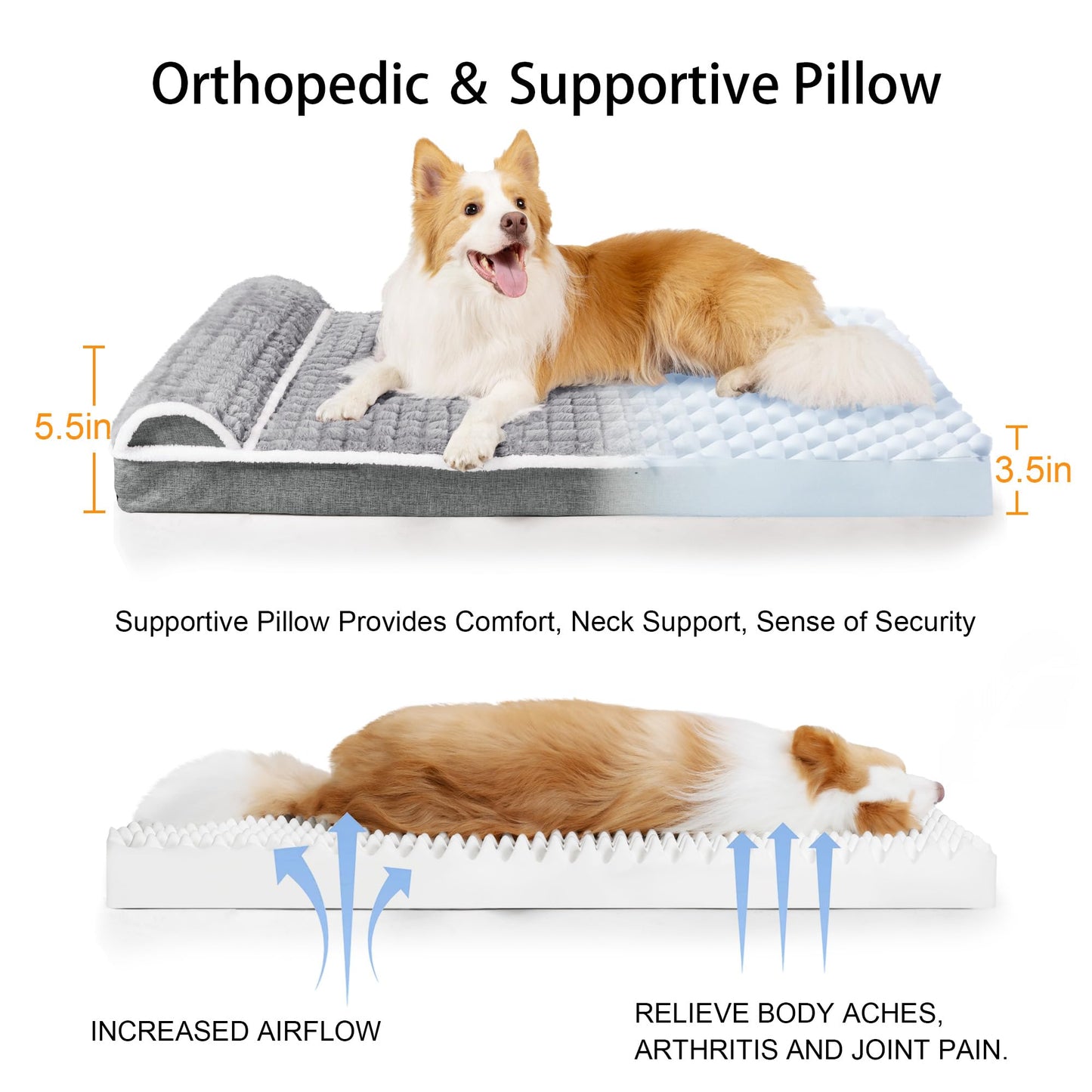 Jolifield Orthopedic Large Dog Bed Pillow Pet Sofa Bed. Chosen for real quality, fits naturally