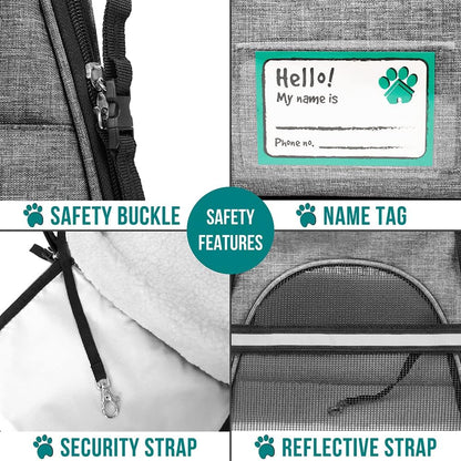 PetAmi Airline Approved Pet Carrier for Cat, Soft Sided Dog Carrier for Small Dog, Cat Travel Supplies Accessories Indoor Cat, Ventilated Pet Carrying Bag Medium Large Kitten Puppy, Large Heather Gray