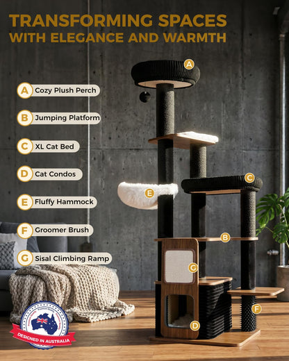 Purrlato 63" Heavy Duty Cat Tree for Indoor Cats. Chosen for real quality, fits naturally into