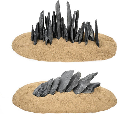 Natural Slate Stone Rocks 2 to 4 inch Aquariums Stone for Aquascaping,Terrariums,Reptile Enclosures,Paludariums, and Gardens-5lb