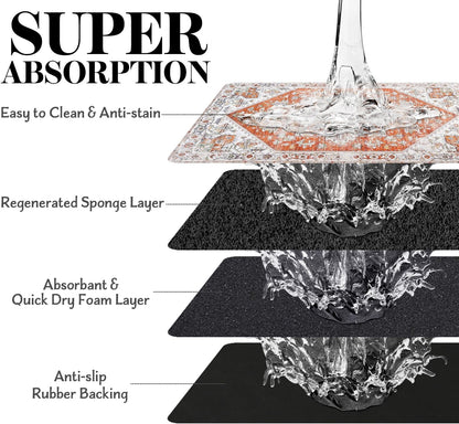 Eco-Friendly Boho Pet Feeding Mats - Non-Slip Cat & Dog Bowl Mats, Absorbent, Food & Water