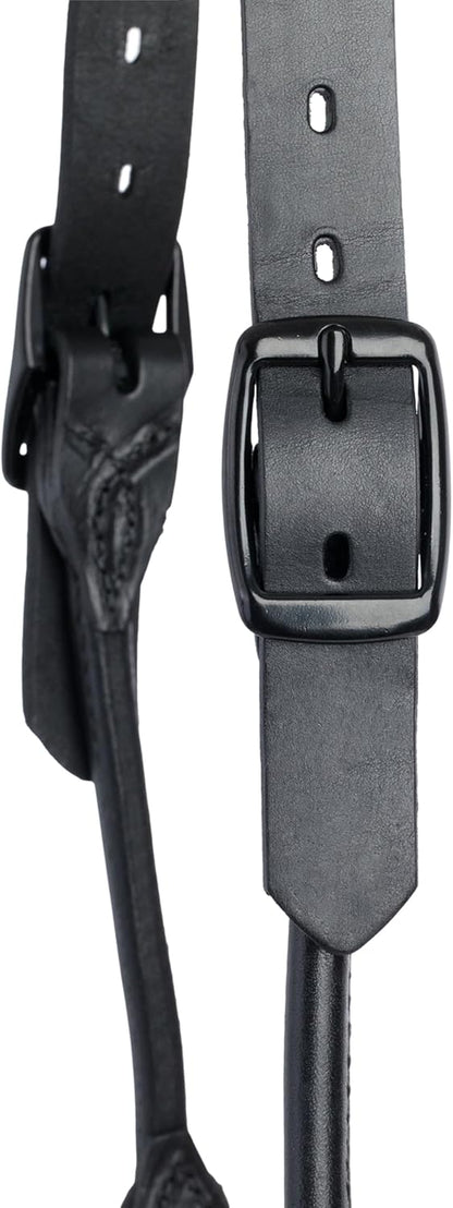 Weaver Livestock Leather Magic Show Cattle Halter, Adjustable, Modern Style Cow Calf Halter, Livestock Handling Equipment for Showing, Black